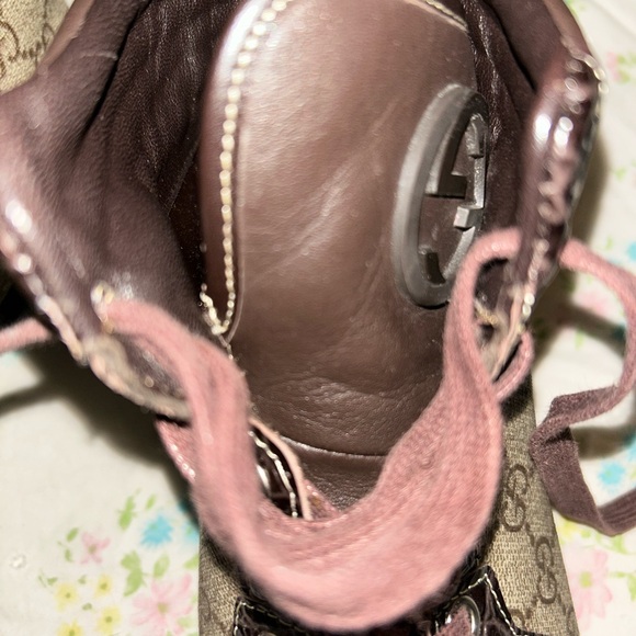 Gucci Women's Brown and Cream High-Top Sneakers - Picture 7 of 9